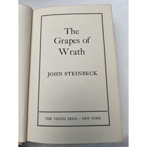 The Grapes of Wrath by John Steinbeck, Early Edition, 1939 US-No Book Cover